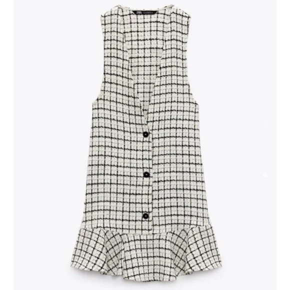 ZARA Pinafore Plaid Dress - Picture 4 of 6